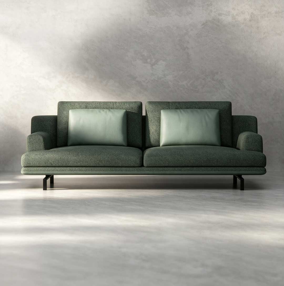 Renzo-Linea-Sofa-Green-Front