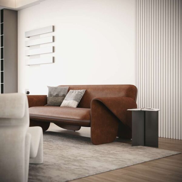 Montoro Sofa styled in a modern living room with minimalist decor. كنبة مونتورو ضمن ديكور عصري بسيط في غرفة معيشة أنيقة.