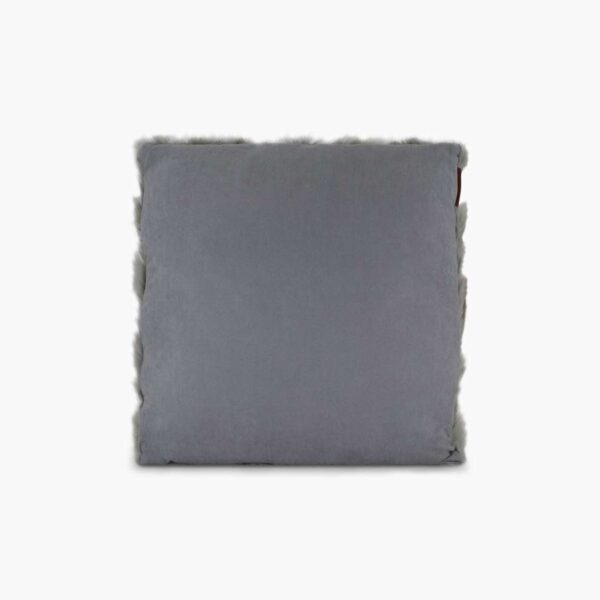 Vulpine Ash Cushion – Luxury 45x45 cm square cushion in elegant ash grey, crafted from 100% genuine rabbit fur. Premium designer cushion for modern interiors in Dubai and Abu Dhabi "وسادة فالباين آش – وسادة مربعة فاخرة بحجم 45×45 سم بلون رمادي آش أنيق، مصنوعة من فرو الأرنب الطبيعي 100%. وسادة فاخرة للمساحات العصرية في دبي وأبوظبي."