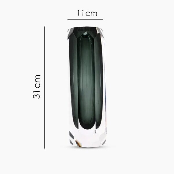Tall luxury green glass vase handcrafted elegance for modern interiors. UAE