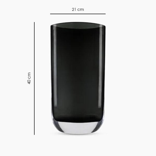 Tall smoky black glass vase with metallic base, modern luxury for your home UAE - Dimensions
