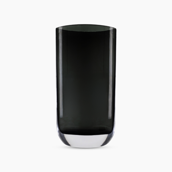Onyx Curve Vase UAE – Luxury black glass vase with polished metallic base, modern decorative accessory for elegant interiors "مزهرية أونيكس كيرف في الإمارات – مزهرية زجاجية سوداء فاخرة بقاعدة معدنية لامعة، إكسسوار ديكور عصري للمساحات الأنيقة."