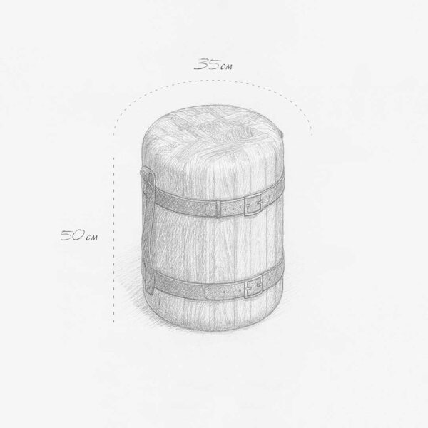 Brunna Side Table size sketch showing 35cm width and 50cm height - High-end luxury furniture design UAE رسم توضيحي لأبعاد طاولة برونا الجانبية - عرض ٣٥ سم وارتفاع ٥٠ سم - تصميم أثاث فاخر في الإمارات