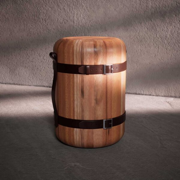 Brunna Side Table highlighted under natural light - Luxury wooden accent table for modern interiors طاولة برونا الجانبية تحت ضوء طبيعي - طاولة جانبية خشبية فاخرة للمساحات العصرية