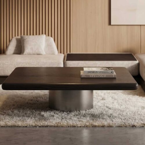 Luxury designer coffee table with a modern minimalist design, crafted for high-end interiors in Dubai and Abu Dhabi, featuring premium materials and refined craftsmanship for upscale living spaces