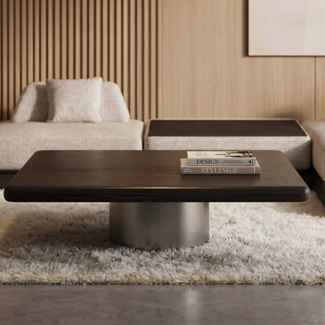 Luxury designer coffee table with a modern minimalist design, crafted for high-end interiors in Dubai and Abu Dhabi, featuring premium materials and refined craftsmanship for upscale living spaces
