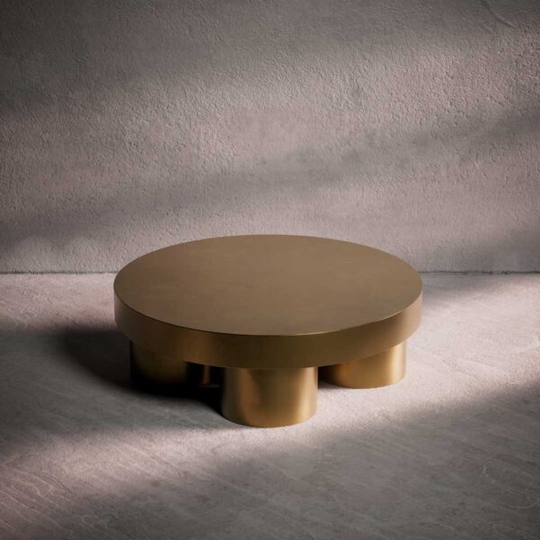 Forma Grand Coffee Table in champagne gold finish – bold sculptural design for sophisticated interiors and contemporary homes in the UAE