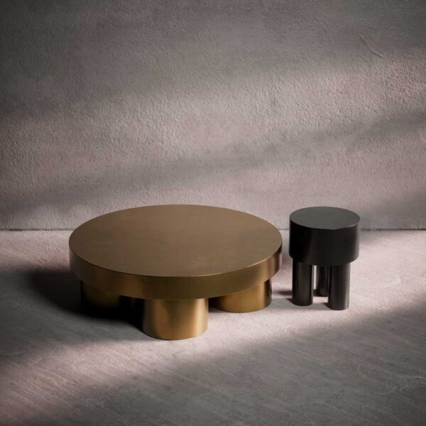 Forma Mini and Forma Grand Set - Modern designer tables in black and champagne finishes. طقم فورما ميني وفورما جراند - طاولات عصرية بتشطيبات سوداء ,وجولد روز .