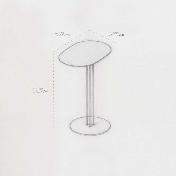 Sketch of Ray Major tall copper side table with measurements – elegant and modern UAE luxury furniture design