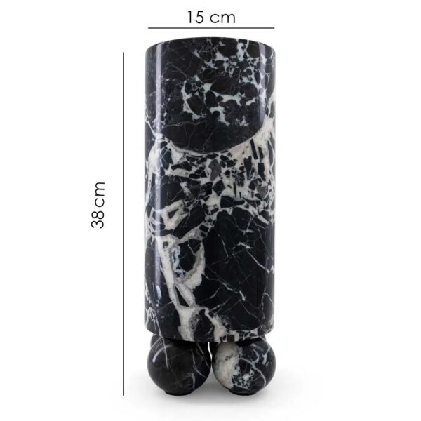 Sculptural Black Marble Vase on Spherical Base, Bold Yet Refined UAE