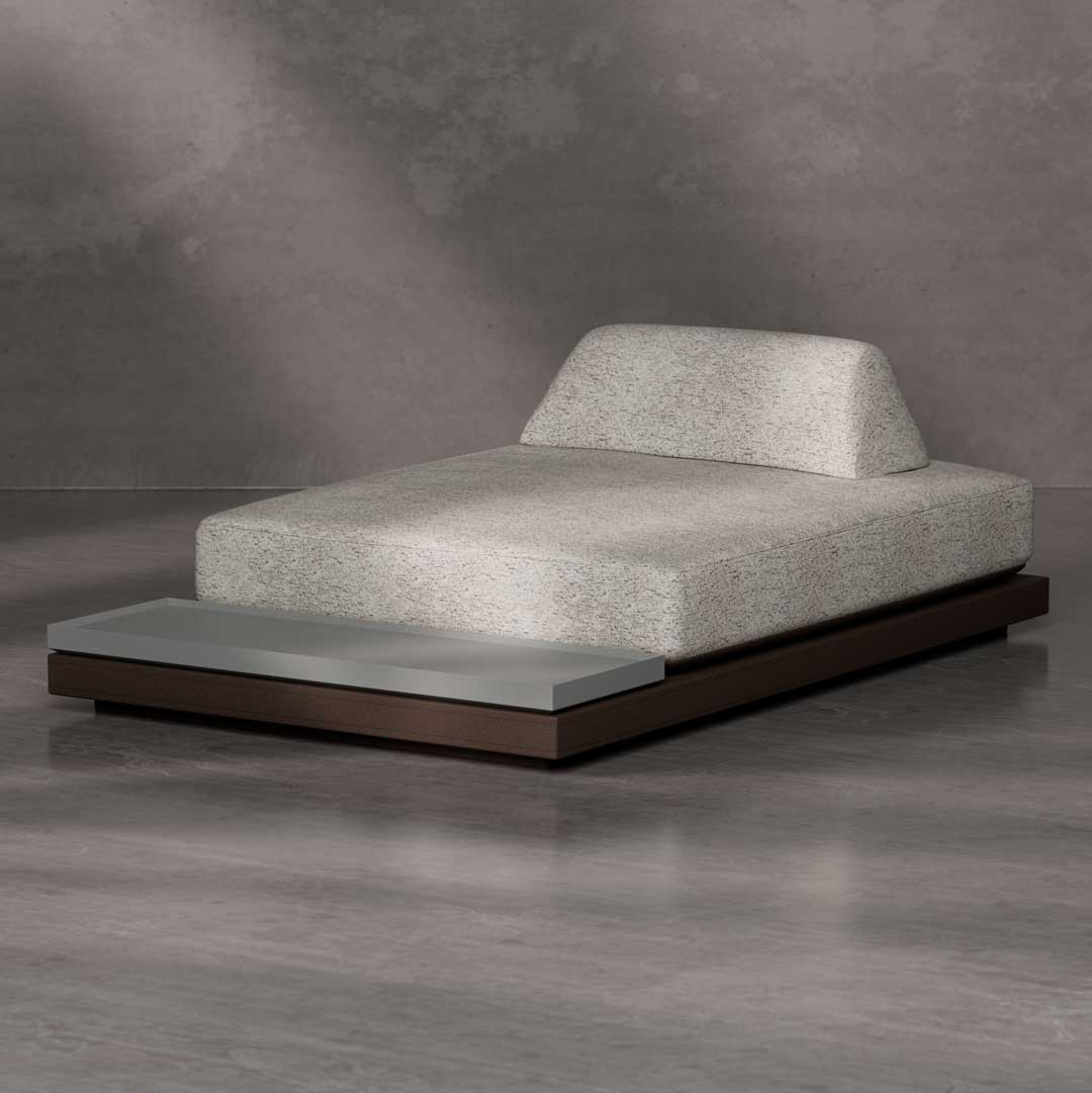 Calista modern lounge sofa with wooden base and soft grey upholstery a luxury designer furniture piece for contemporary interiors by a premium brand in Dubai and Abu Dhabi, UAE