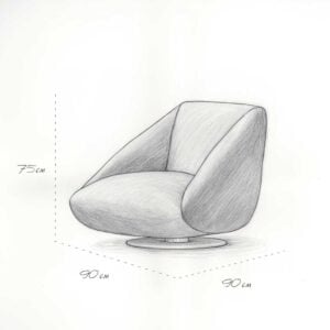 Dimensions of Liora luxury lounge chair – 90cm x 90cm modern designer chair with 75cm height in UAE.
