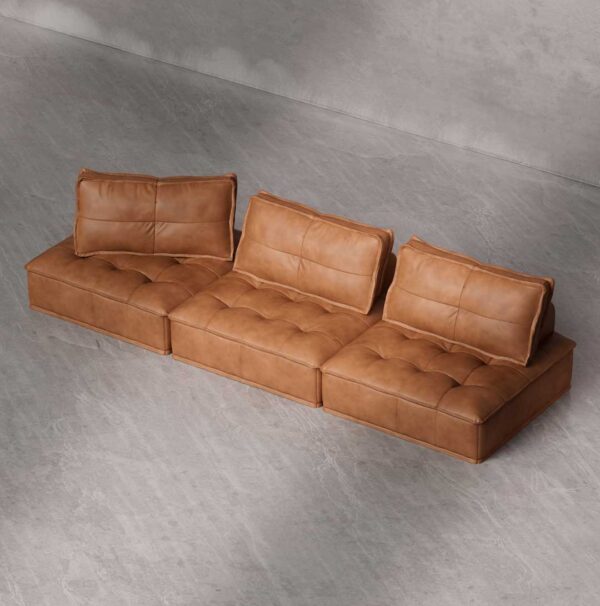 Moors modular leather sofa three-seater in premium buffalo leather – luxury modern sofa in UAE.