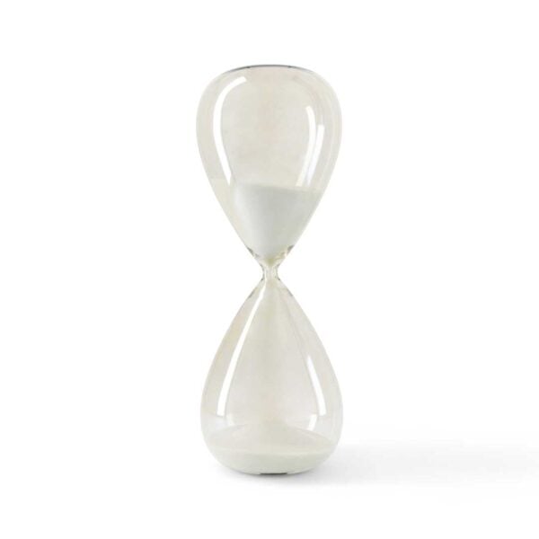 Minimalist white Dusk Hourglass with sleek curved silhouette — timeless decorative accent for modern interiors by a luxury furniture brand in Dubai and Abu Dhabi