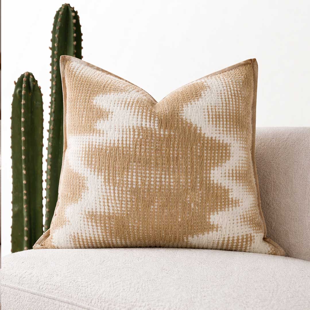 Martelle Cushion – luxury white coffee-toned cushion with soft imitation marten hair texture, perfect for modern interiors in Dubai and Abu Dhabi