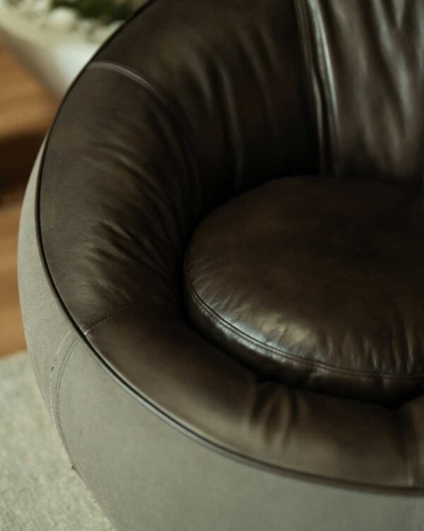 Texture detail of grey velvet fabric from Opulent Lounge Chair — premium craftsmanship and luxury materials Abu Dhabi