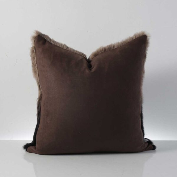 Back view of Velmira cushion featuring soft brown suede fabric, adding warmth and comfort to luxury interiors in Dubai.